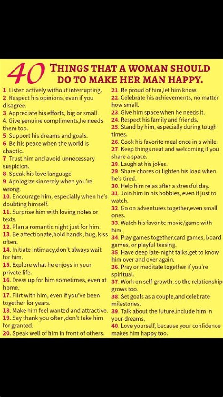 What can a girl do to make her man happy?